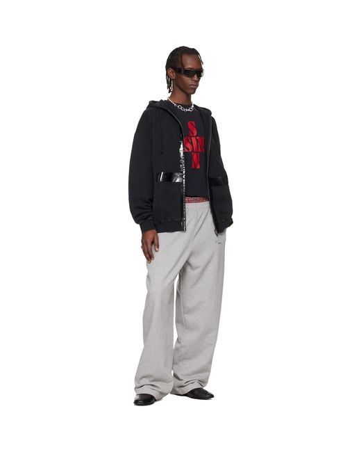 Vetements Black Taped Zip-Up Hoodie for men