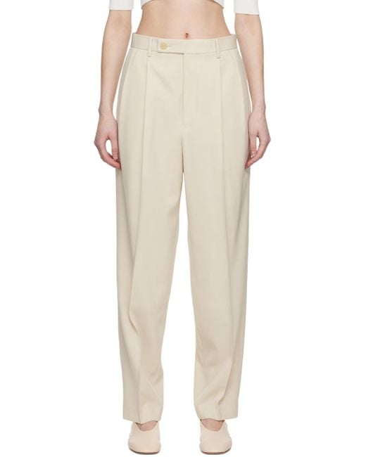 Auralee Natural Pleated Trousers