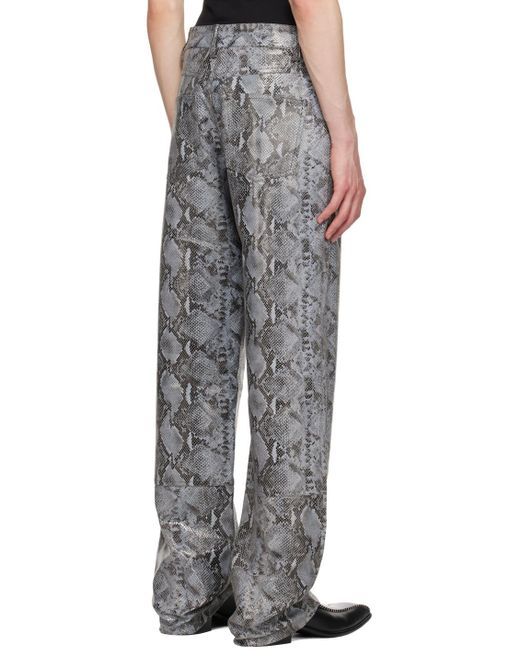 Theophilio Black Ssense Exclusive Snake Print Leather Pants for men