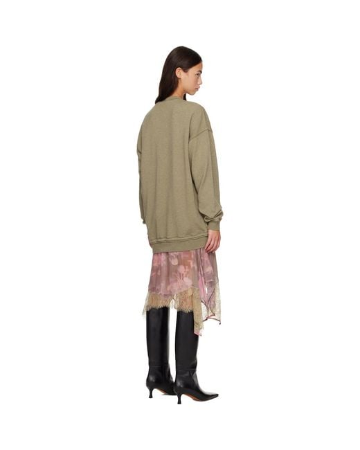 DIESEL Green Khaki & Sweatshirt Minidress