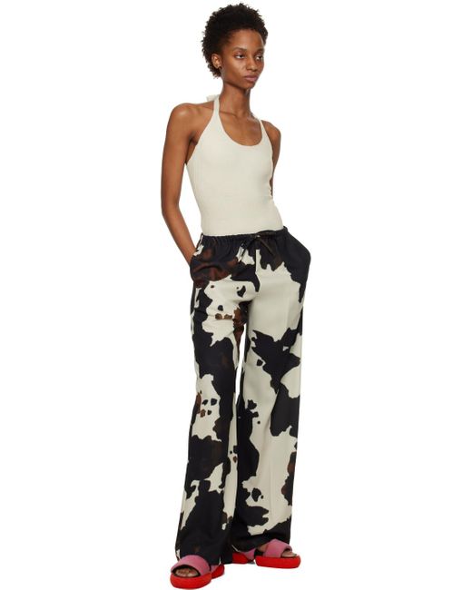 Dries Van Noten Black Off-white Halter Bodysuit