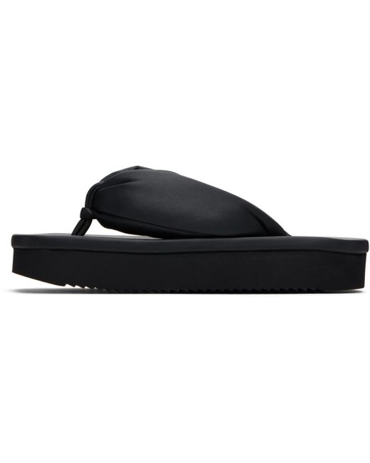 Tongs Noires En Cuir D'Agneau Aspect Peau De Pêche Rick Owens en coloris Black