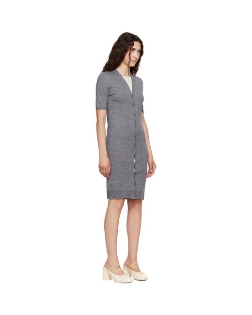 MM6 by Maison Margiela Gray Off- Trompe L'Oeil Cardigan Midi Dress