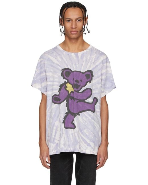 Amiri Purple Tie-dye Grateful Dead Bear T-shirt for men