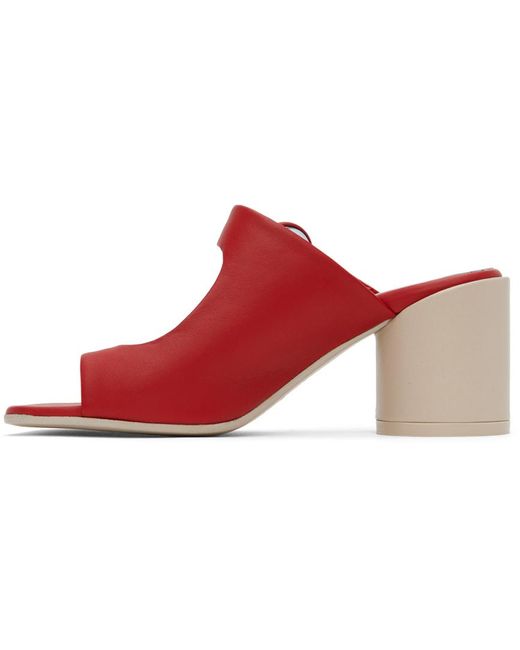MM6 by Maison Martin Margiela Black Red Buckle Heeled Sandals