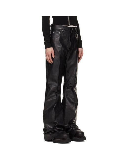 Rick Owens Black Tower Bolan Bootcut Leather Pants for men