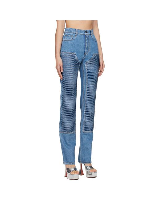 Area Blue Embellished Straight Leg Jeans