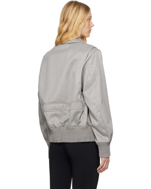Stella McCartney グレー ボクシー 襟付き ボンバージャケット Gray