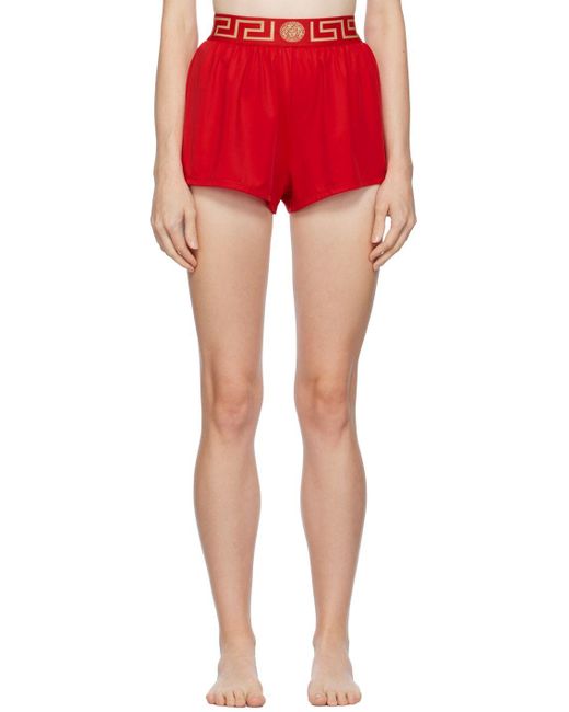 Versace Red Greca Swim Shorts Lyst