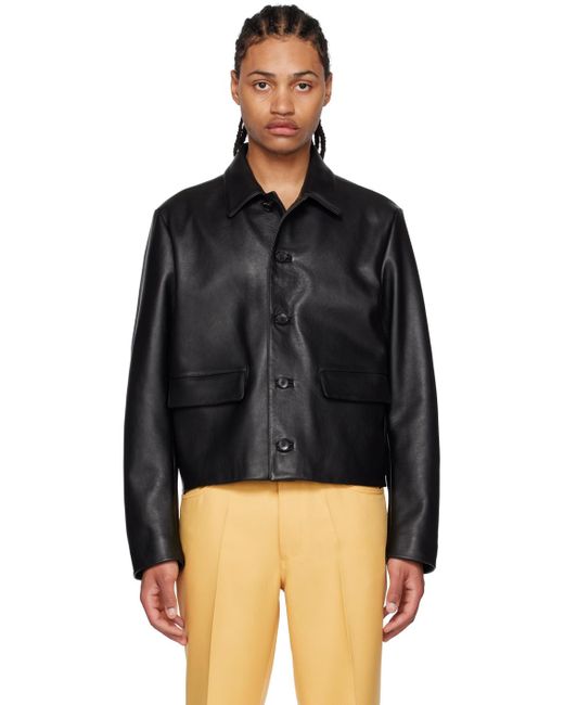 Second/Layer Black Mad Dog Leather Jacket for men