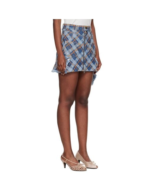 Vivienne Westwood Blue Tartan Sailor Denim Miniskirt