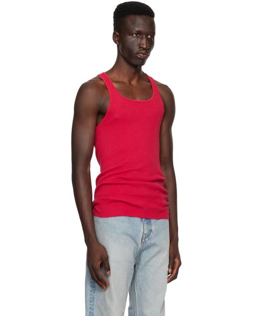 メンズ GREG ROSS レッド カットオフ タンクトップ Red