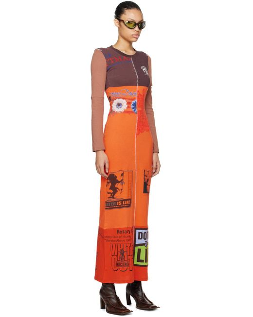MARINE SERRE Orange Ange Regenerated Maxi Dress