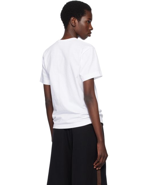 COMME DES GARÇONS PLAY ホワイト ブラックハート メタルストーン エンブレム Tシャツ White