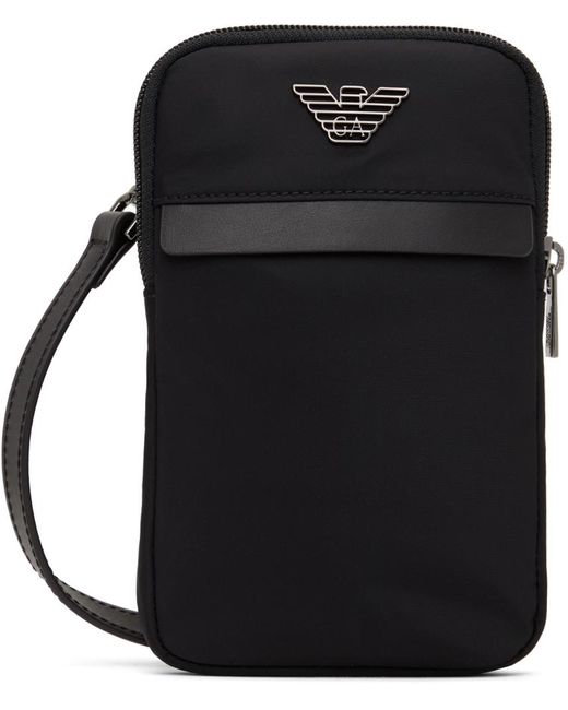 Emporio Armani Black Tech Messenger Bag for men