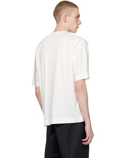 メンズ Emporio Armani オフホワイト ロゴ刺繍 Tシャツ White