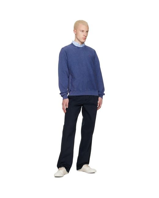Noah NYC Blue Sanded Twill Pleated Trousers for men
