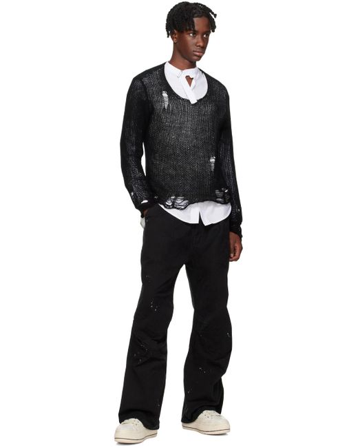 R13 Black Double Layer Sweater for men