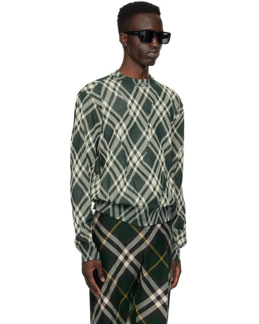 Burberry Black Green Check Sweater for men