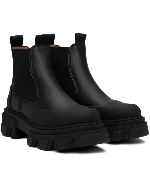 Ganni Black Cleated Low Chelsea Boots