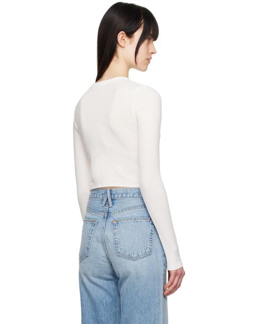 SLVRLAKE Denim オフホワイト 長袖 ベビーTシャツ Blue