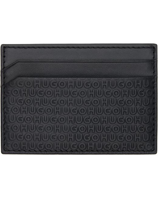 HUGO Black Embossed Logo Card Holder for men