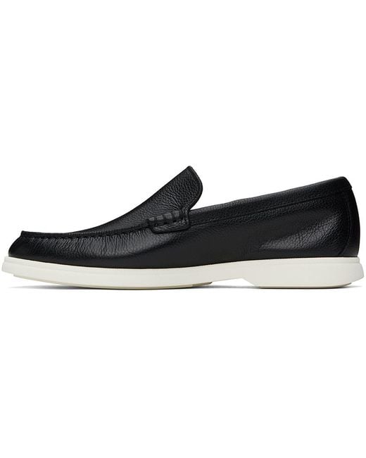 Boss Black Tumbled-leather Loafers for men