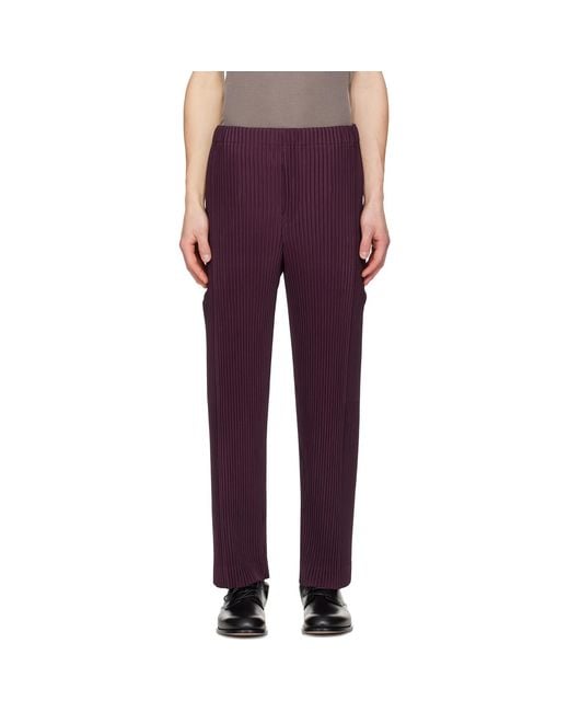 Homme Plissé Issey Miyake Purple Burgundy Quarry Trousers for men
