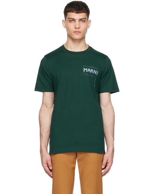 Marni Green Patch T-Shirt for men