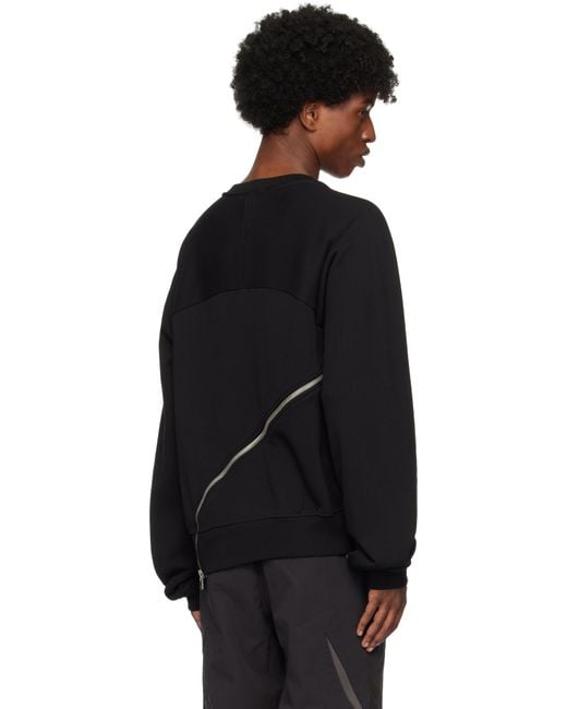 メンズ HELIOT EMIL ブラック Sequence Zip クルーネック スウェットシャツ Black