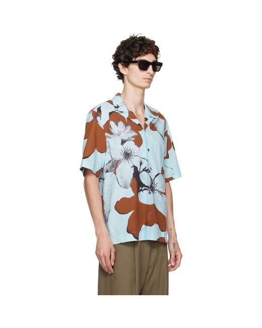 Paul Smith Blue Floral Print Shirt for men