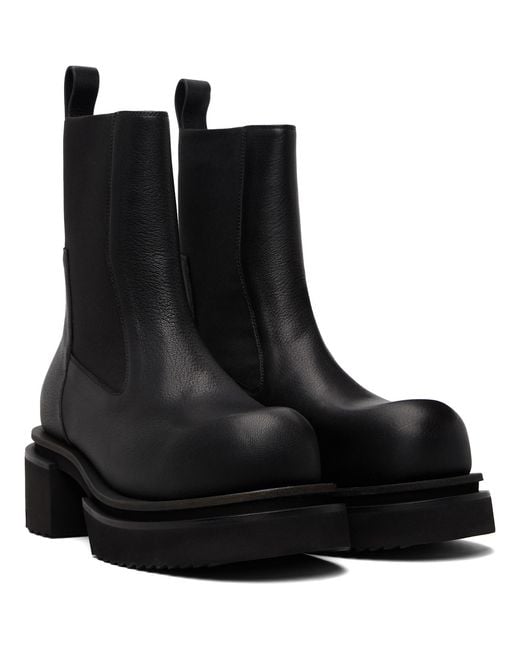 Rick Owens Black Temple Beatle Bogun Chelsea Boots for men