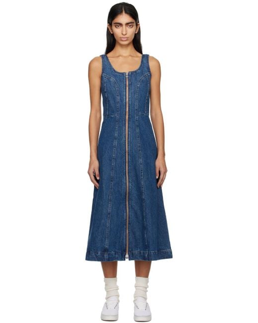 A.P.C. Black Indigo Ally Denim Midi Dress