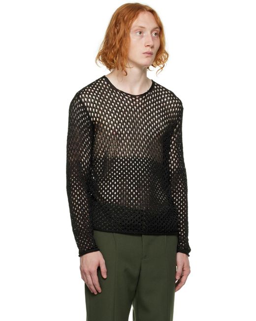 Dion Lee Black Metallic Long Sleeve Sweater for men