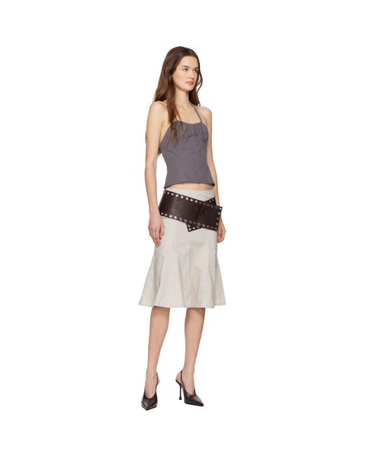 Belle Anna Black Taupe Kaya Midi Skirt