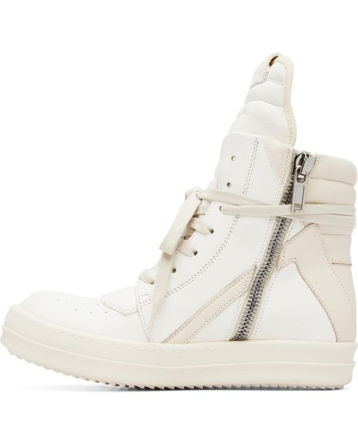 Rick Owens White Off- Tower Geobasket Sneakers