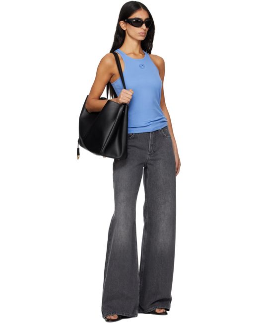 Débardeur Bleu En Jersey Côtelé À Logo MARINE SERRE en coloris Blue