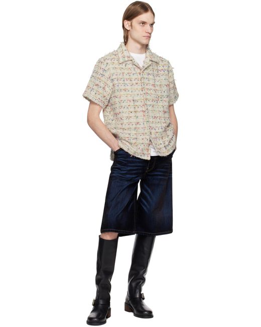 Cout de la Liberte Natural Robbie Woven Tweed Bowling Shirt for men