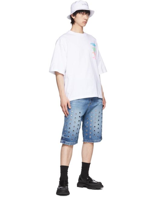 we11done White Hotfix Star Bucket Hat for men