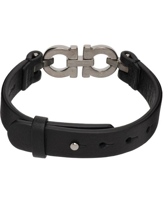 Ferragamo Black Double Gancini Bracelet for men