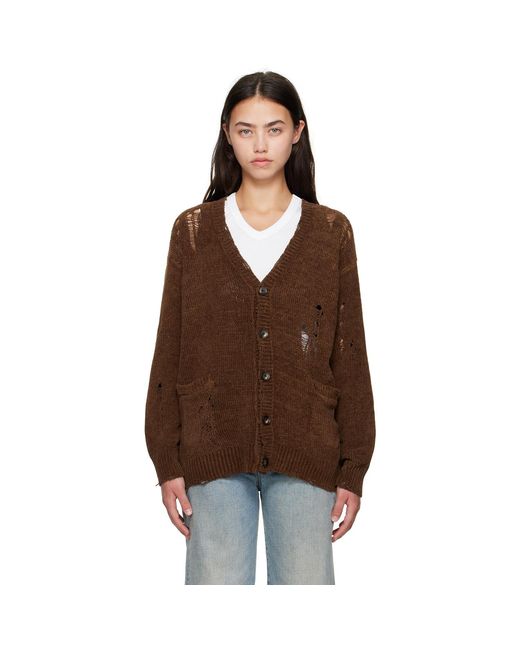 R13 Brown Chenille Boyfriend Cardigan