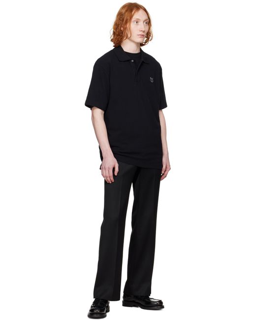 メンズ Maison Kitsuné ブラック ボールド フォックスヘッド パッチ コンフォート ポロシャツ Black