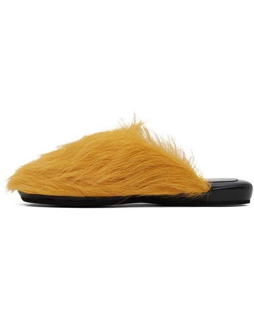 Marni Black Yellow Fussbett Sabot Slippers