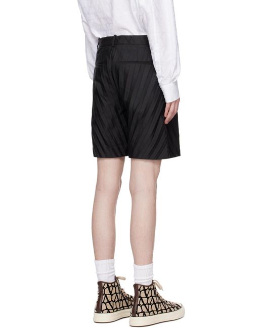 Valentino Black Garment-pleated Shorts for men