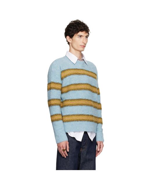 Dries Van Noten Blue Jacquard Wool Sweater for men
