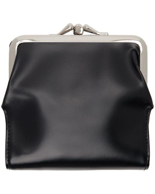 Y's Yohji Yamamoto Black Glossy Smooth Leather Clasp Wallet