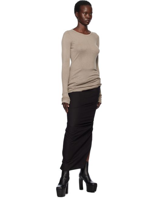 Rick Owens Taupe Hollywood Rib Ls T-Shirt in Black | Lyst