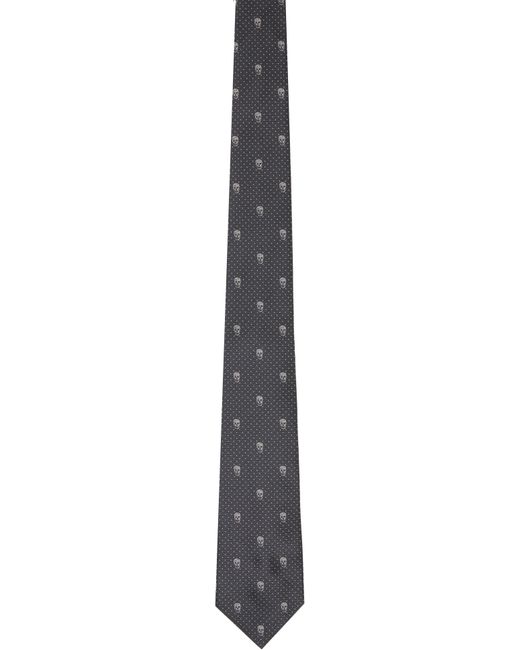 Alexander McQueen Black Skull Polka Dot Tie for men