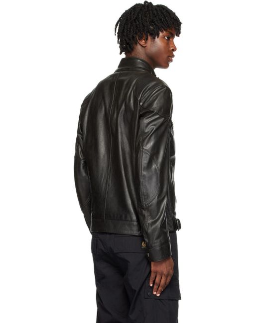Belstaff Black Waxed Leather Jacket for men