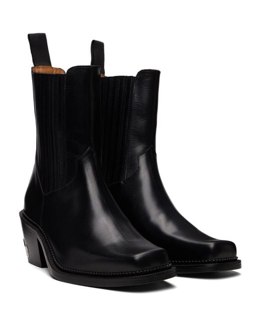 Toga Virilis Black Hard Leather Chelsea Boots for men